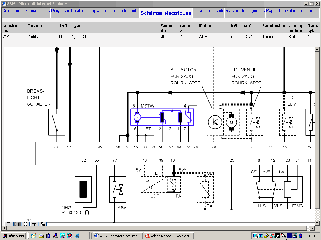 [ VW Cady 1,9L tdi an 02 ] Câblage du calculateur(résolu). Vwalh210